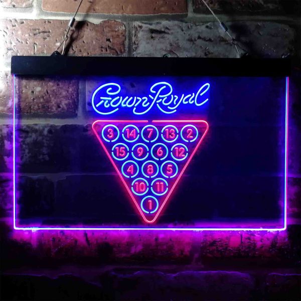 Crown Royal 15 Ball Billiards Pool Dual LED Neon Light Sign